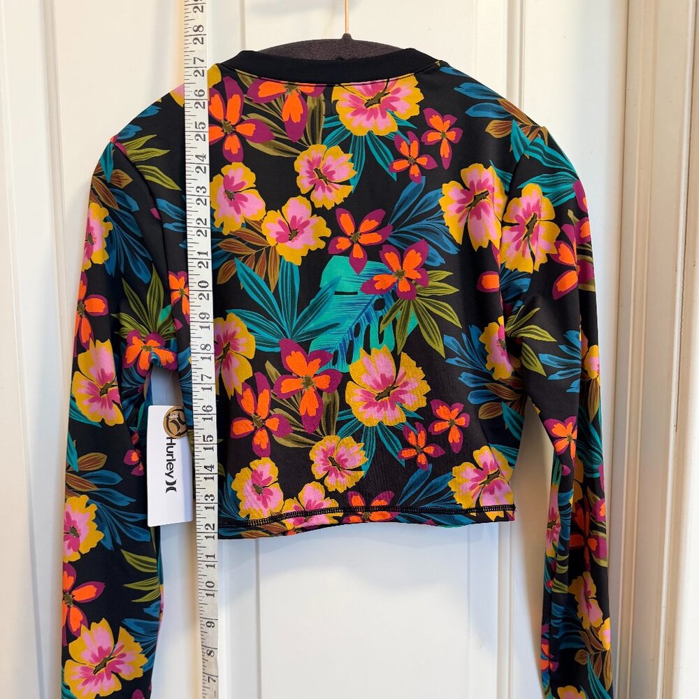 Hurley Floral Cropped Rash Guard UPF 50+ Size M NWT - Picture 7 of 11